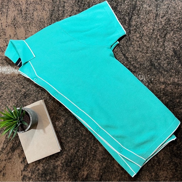 Men’s Short Sleeve Retro Polo Shirt - Turquoise Green - Original Use - Like NEW - Picture 5 of 6